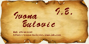 Ivona Bulović vizit kartica